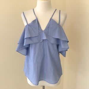 Fourteenth place small seersucker coldshoulder top